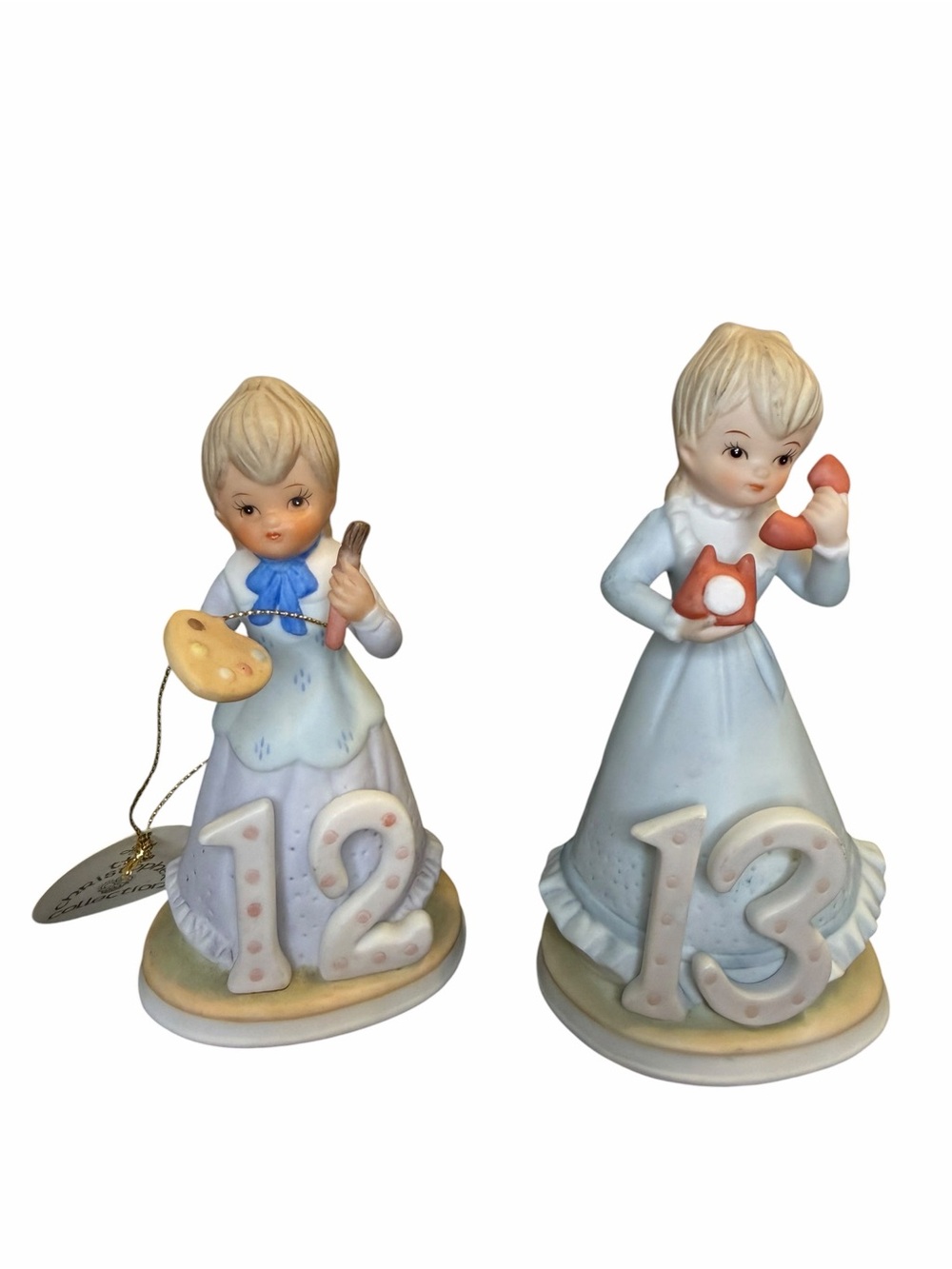 Lefton Christopher Collection Ages 12 & 13 Birthday Figurines Hand Painted Set